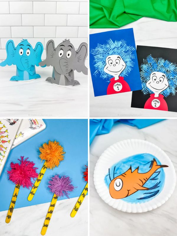collage of dr. seuss crafts