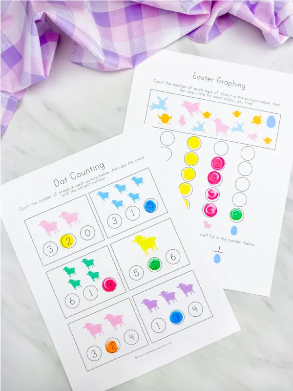 Counting and graphing dot marker worksheets 