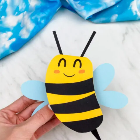 hand holding finished bee craft