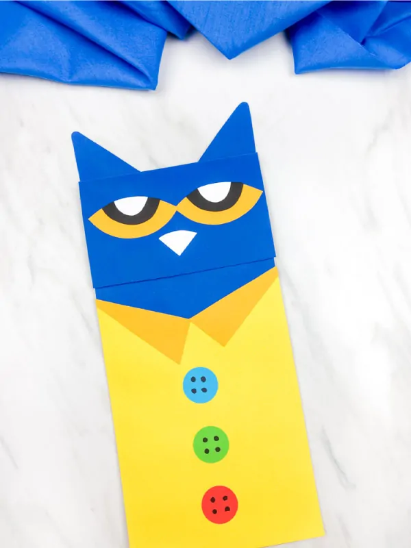 One Pete the cat paper bag puppet 