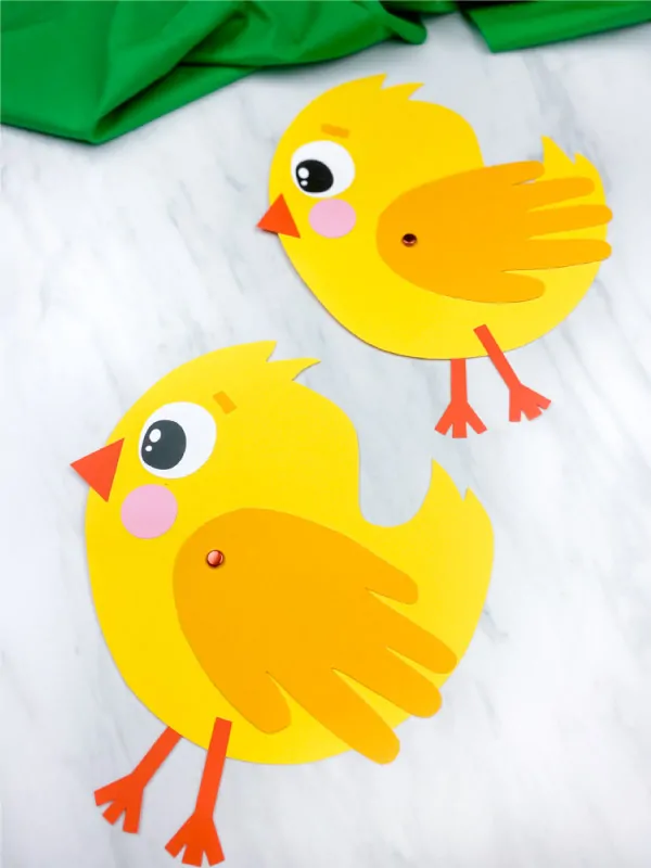 Two handprint chick crafts 