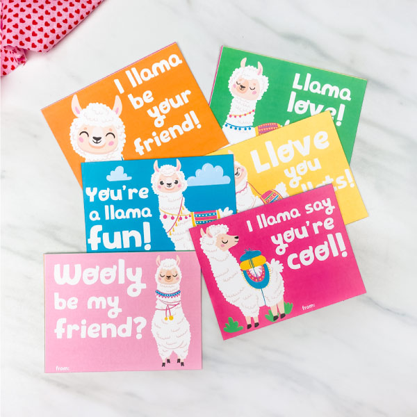 INSTANT DOWNLOAD Llama Kids Valentine Cards Classroom Valentines Llama Valentines Valentines for Kids Printable Valentines