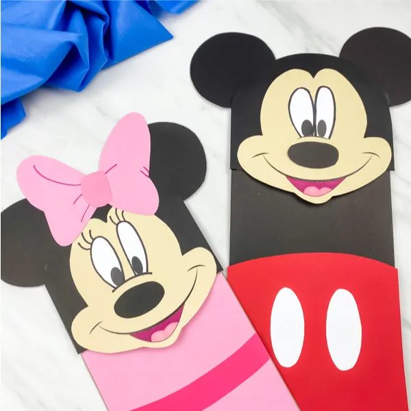 square mickey and minnie mouse puppet craft 