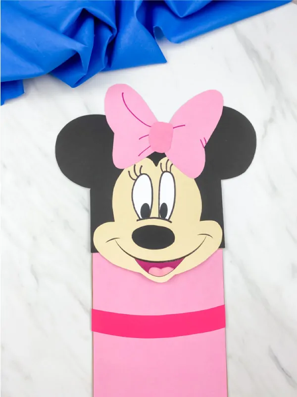 closeup of minnie mouse puppet craft 