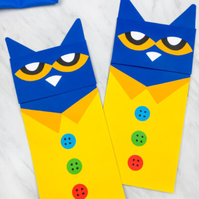 Pete The Cat Paper Bag Puppet [Free Template]