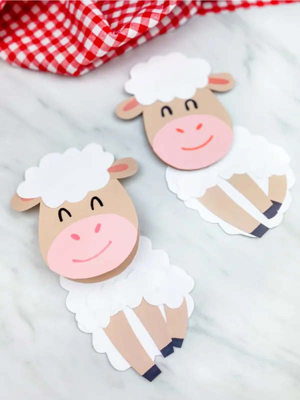 two paper sheep card crafts 