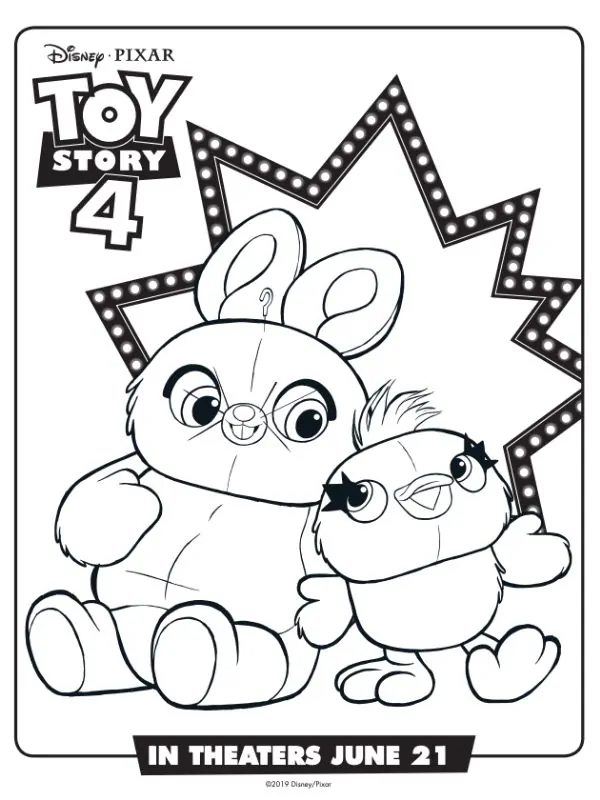 Ducky and bunny coloring page
