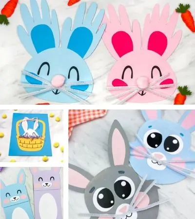 Collage of bunny crafts for kids 