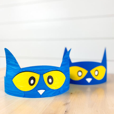 two examples of Pete the cat headband craft