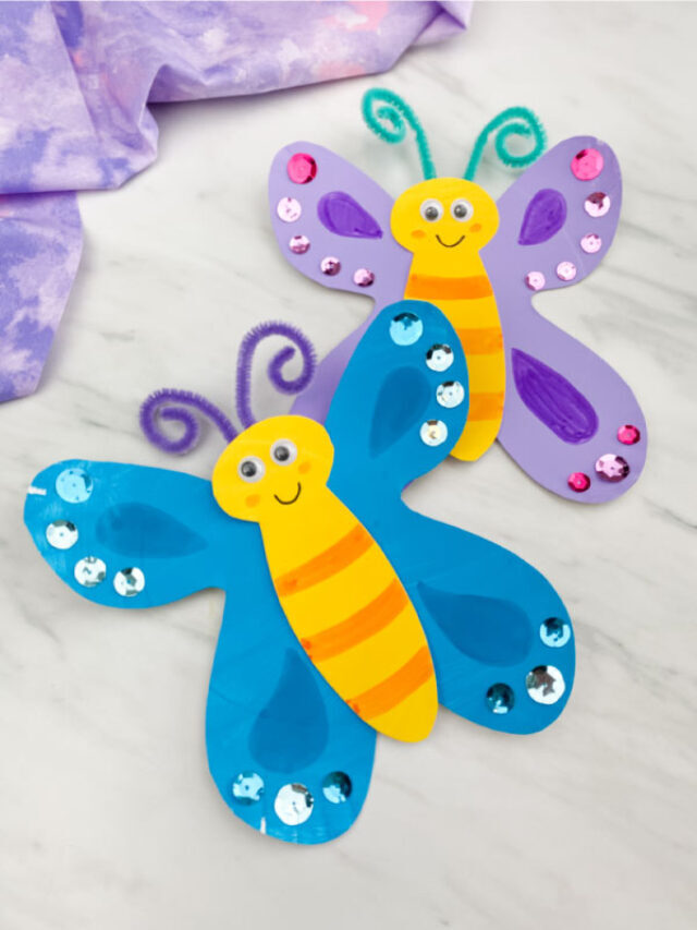 Paper Plate Butterfly Craft [Free Template] Story