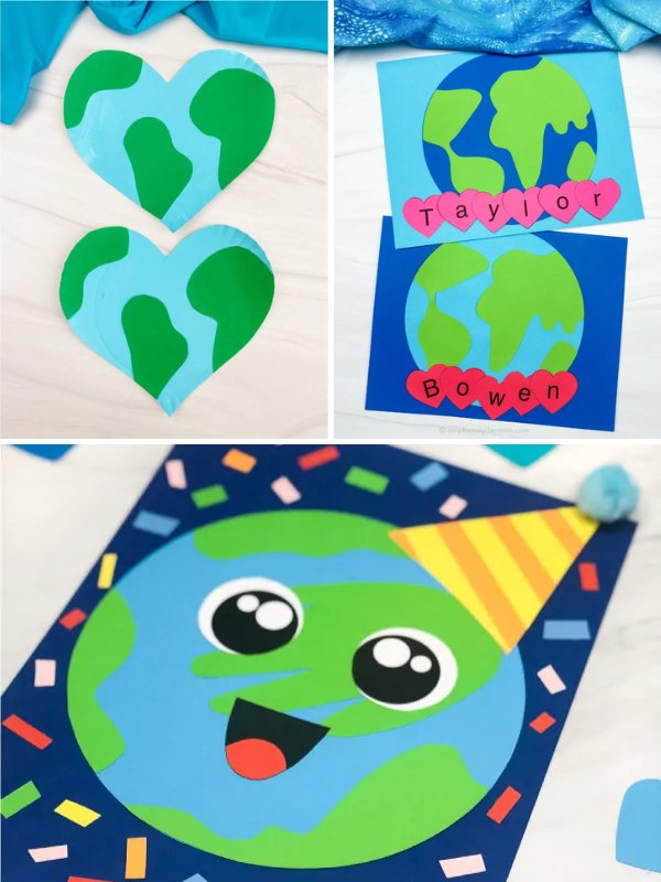 Collage image of Earth Day crafts
