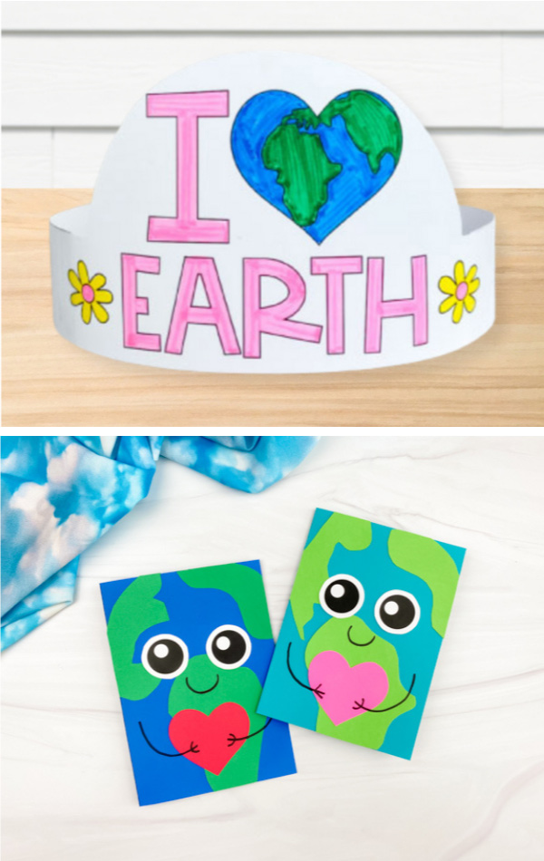 Earth headband craft and card image collage 