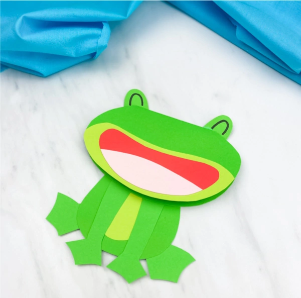 Closeup of paper frog card craft 