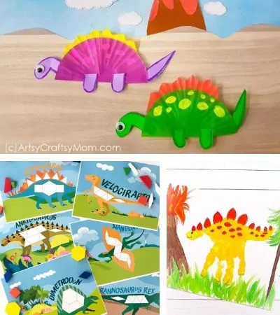 Collage of dinosaur activities for kids 