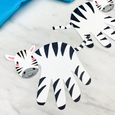 child handprint zebra