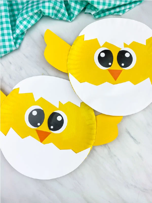 two paper plate chicks