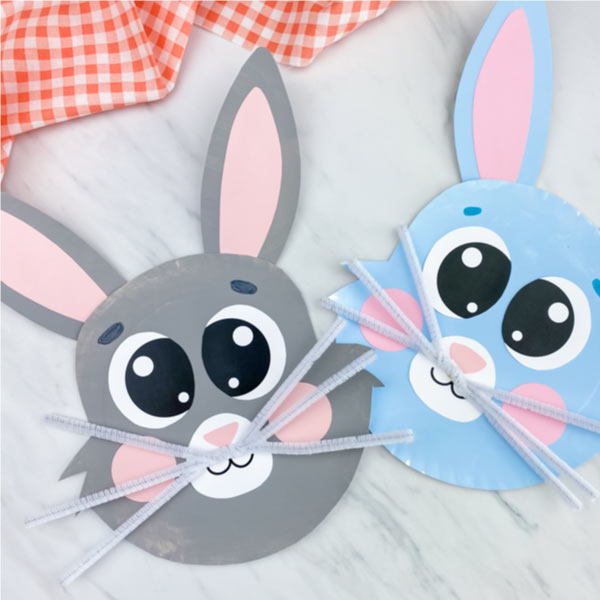 two paper plate bunnies