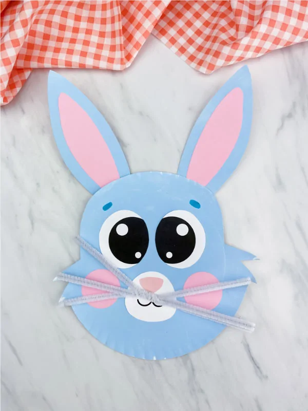 blue paper plate bunny