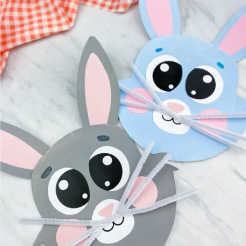 two paper plate bunnies