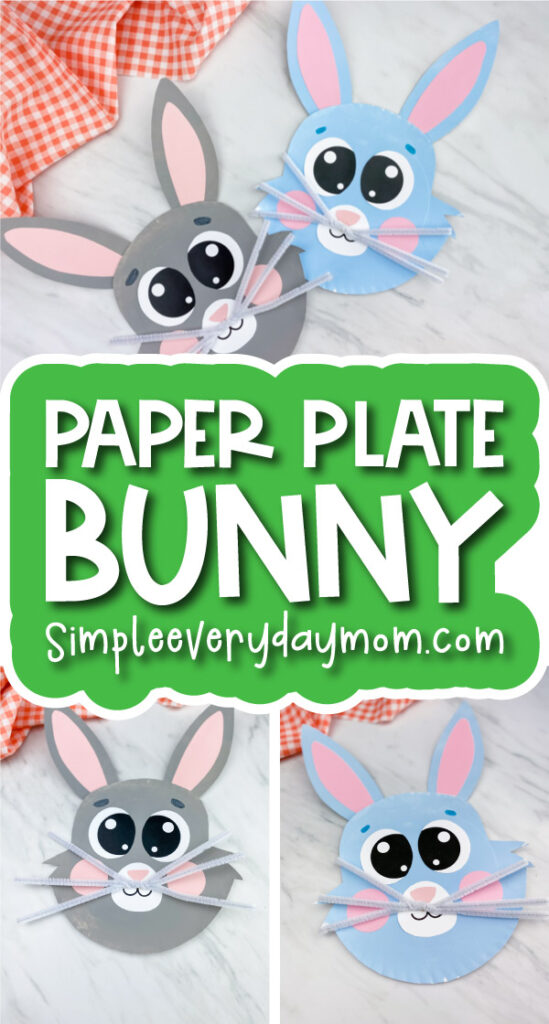 paper plate bunny craft image collage with the words paper plate bunny