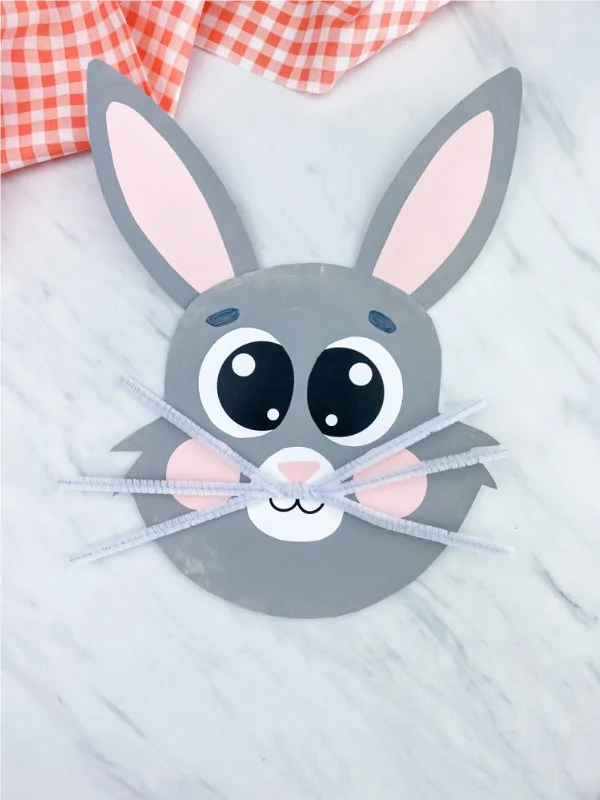 gray paper plate easter bunny
