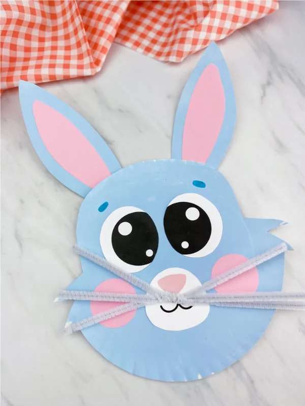 blue paper plate easter bunny
