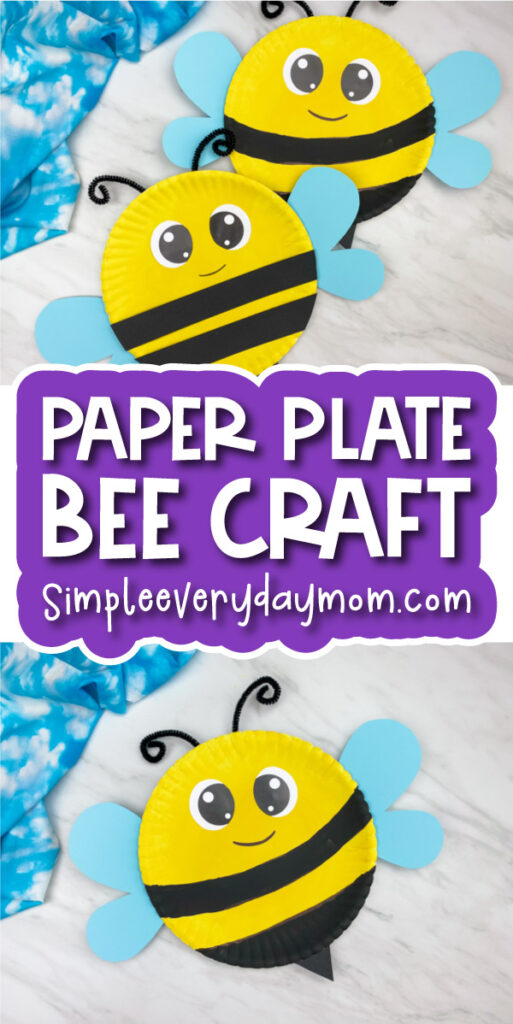 paper plate bee image collage with the words paper plate bee craft