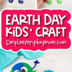 Earth Day craft image collage with the words Earth Day kids' craft