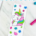 closeup of unicorn coloring page bookmark