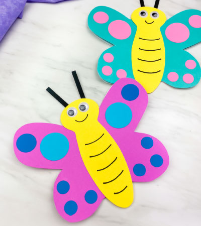 pink and teal paper butterfly craft