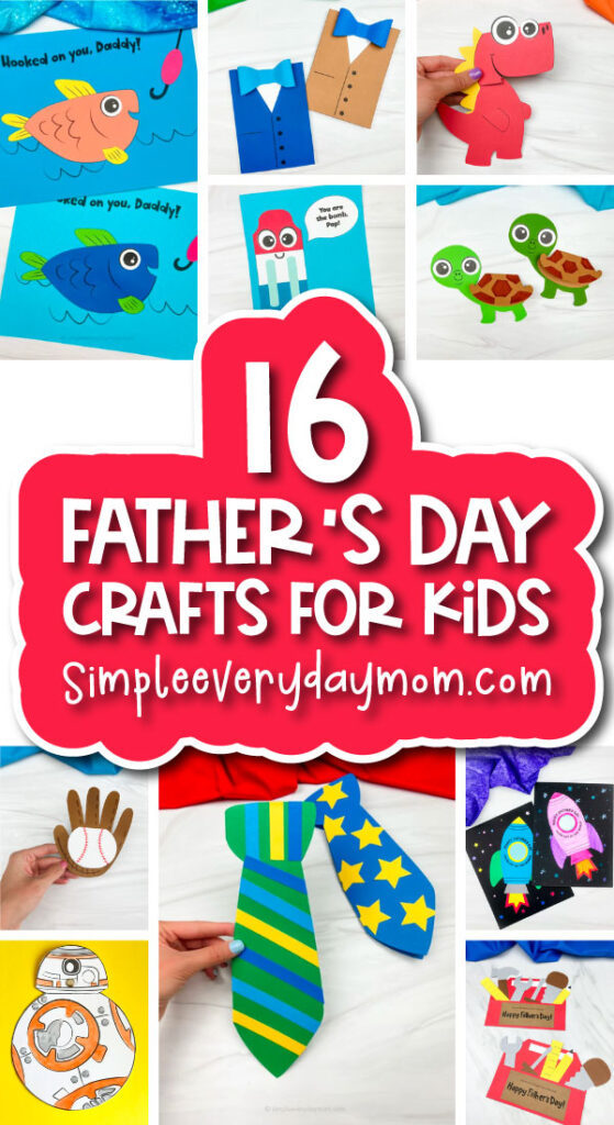 Father's Day craft image collage with the words 16 Father's Day crafts for kids