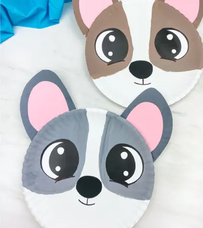 brown and gray paper plate dog crafts