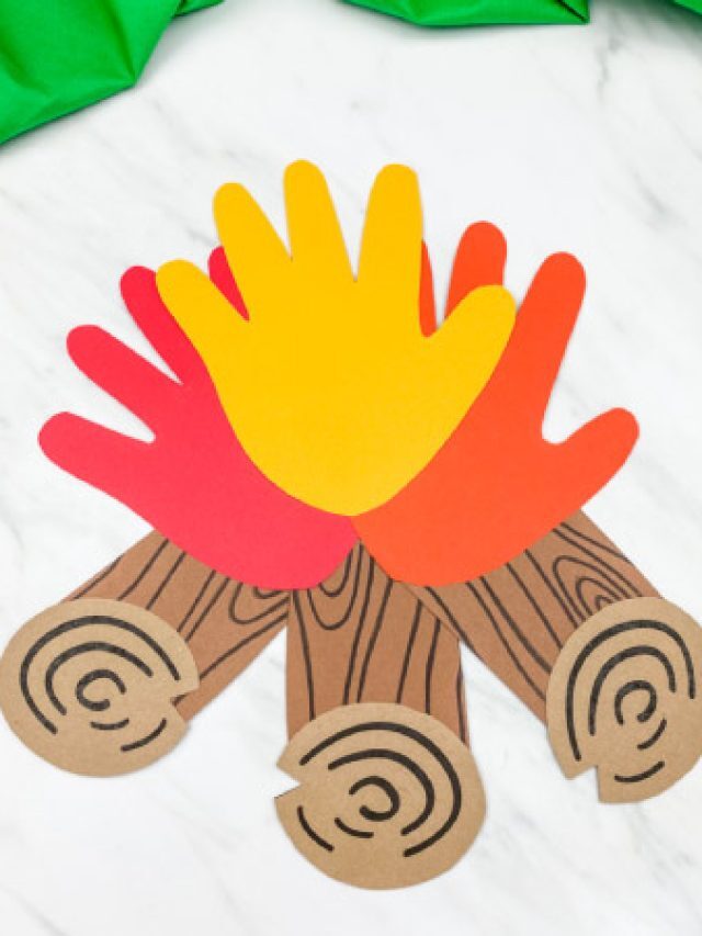 Handprint Campfire Craft For Kids [Free Template] Story