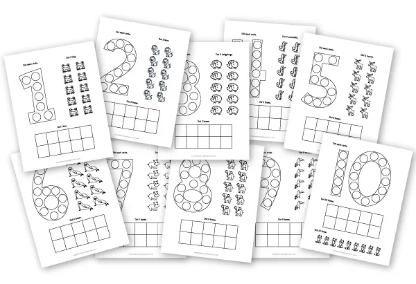 black and white counting do a dot worksheets 