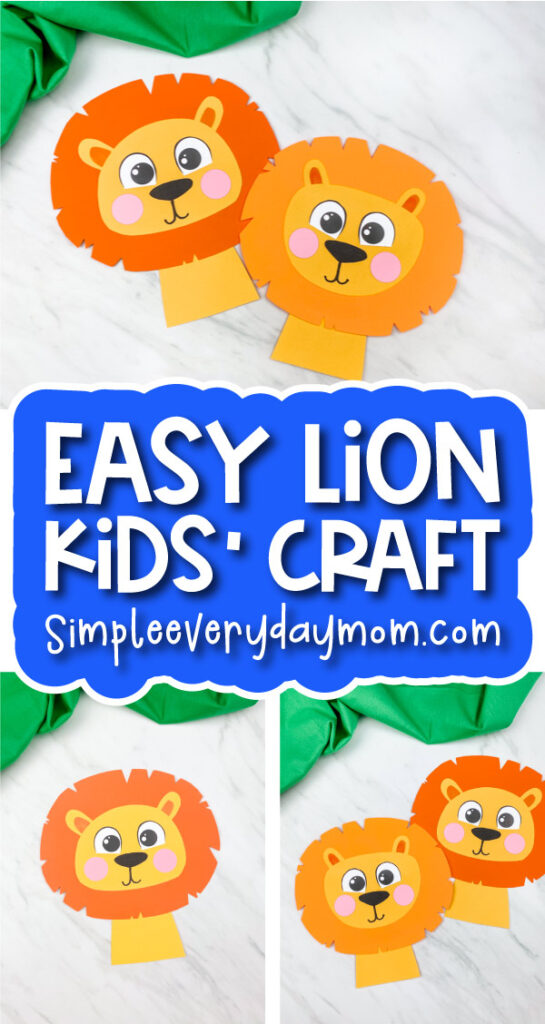 lion craft image collage with the words easy lion kids' craft