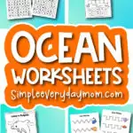 ocean animal printables image collage with the words ocean worksheets