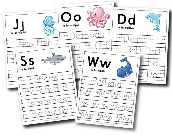 ocean animal handwriting worksheets 