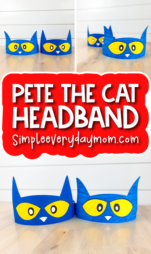 Pete the cat craft image collage with the words Pete the Cat headband