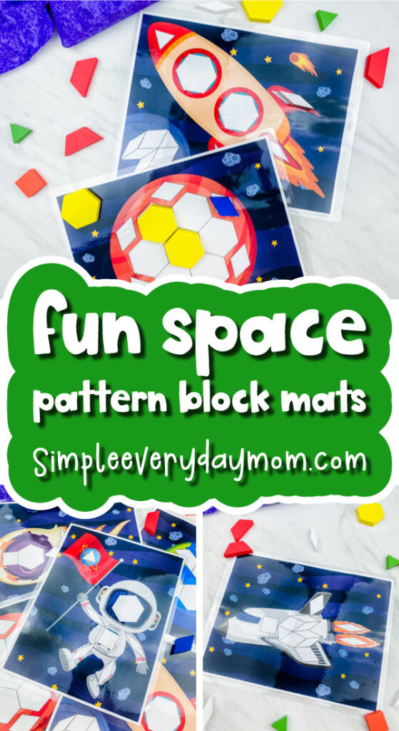 space pattern block mats image collage with the words fun space pattern block mats