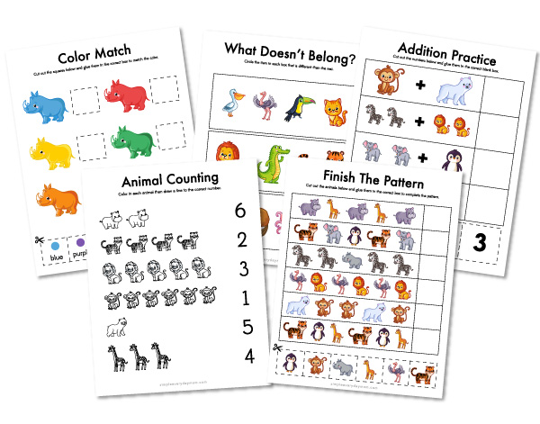zoo animal worksheets for kids 