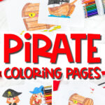 collage of pirate coloring page images with the words "pirate coloring pages" in the middle