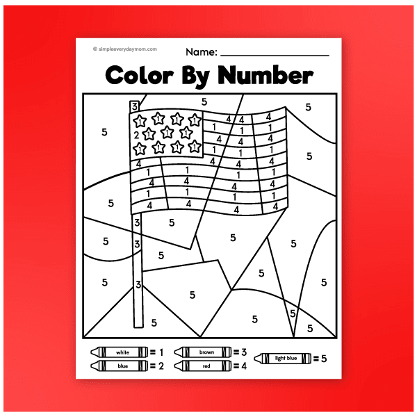 american flag color by number printable