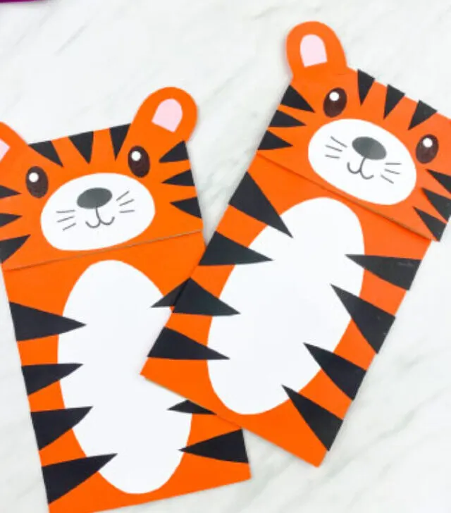 2 paper bag tiger crafts