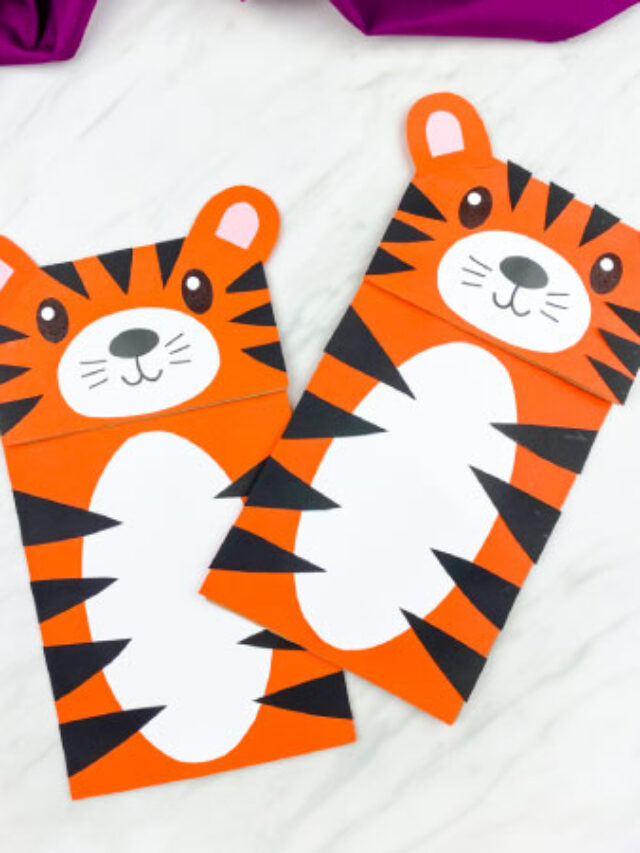 2 paper bag tiger crafts