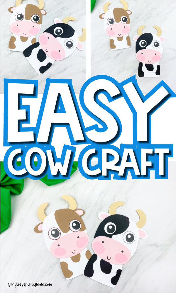 collage of cow craft images with the words, "easy cow craft" in the middle 