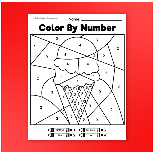 ice cream color by number printable