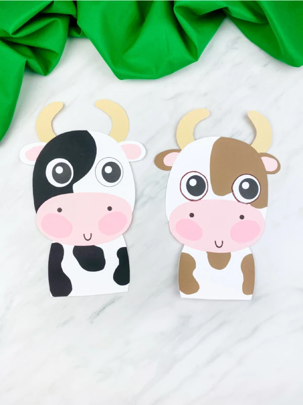 black/white and brown/white cow paper craft 