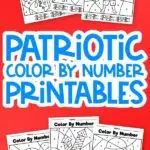 uncolored patriotic color by number worksheets on red background