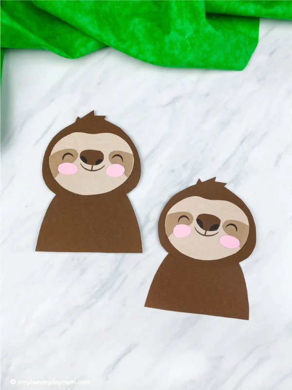 two paper sloth crafts for kids