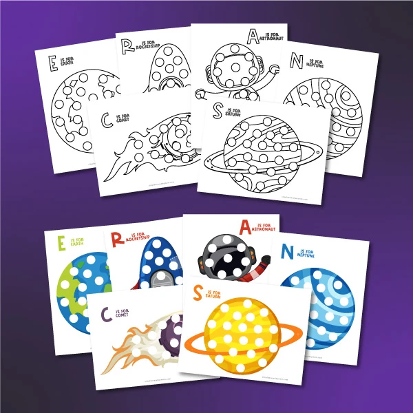 space do a dot printables in black and white and full color 